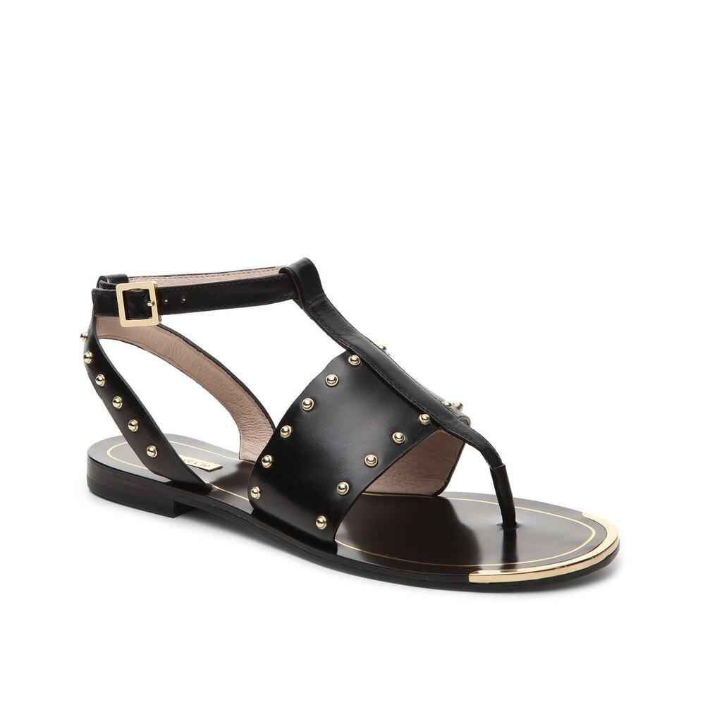Louise et Cie Evianat Studded Flat Sandals Black Leather